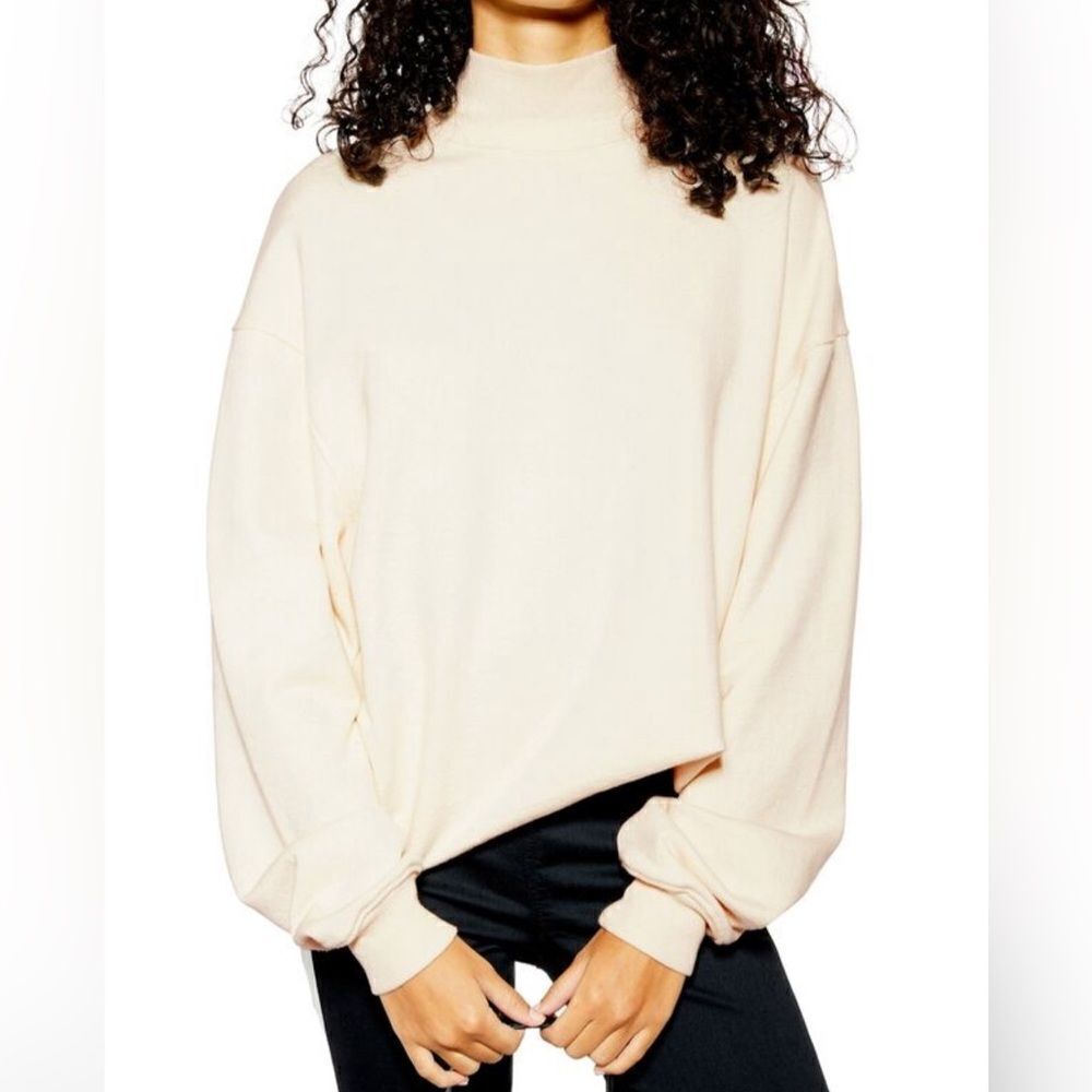 Topshop, oversized, mock neck, sweatshirt crew